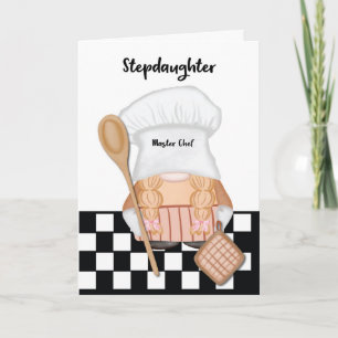Stepdaughter Birthday Whimsical Gnome Chef Cooking Card