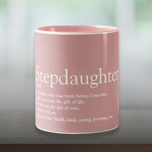 Stepdaughter Definition Fun Modern Girly Pink Two-Tone Coffee Mug