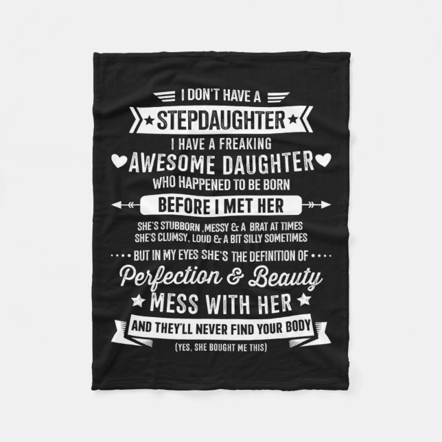 Stepdaughter For Step Bonus Dad Fathers Day Birthd Fleece Blanket (Front)