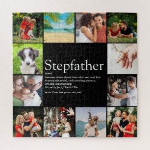 Stepfather, Stepdad Definition 12 Photo Black Jigsaw Puzzle