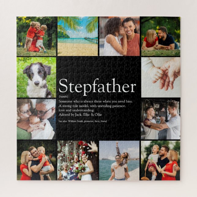 Stepfather, Stepdad Definition 12 Photo Black Jigsaw Puzzle (Vertical)