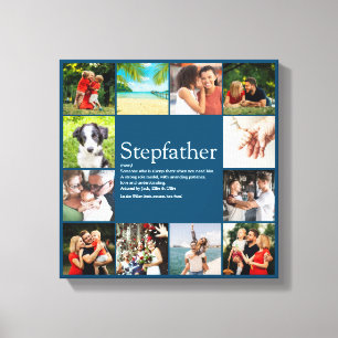Stepfather, Stepdad Definition 12 Photo Fun Blue Canvas Print
