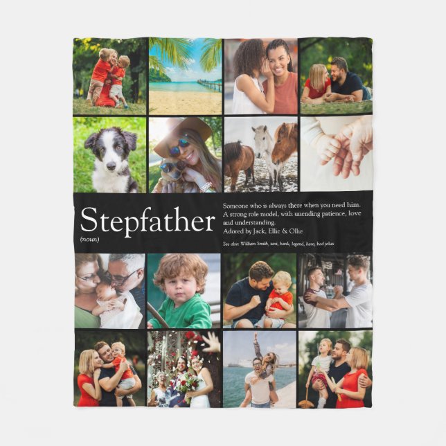 Stepfather, Stepdad Definition 16 Photo Black Fleece Blanket (Front)