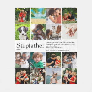 Stepfather, Stepdad Definition 16 Photo Collage Fleece Blanket