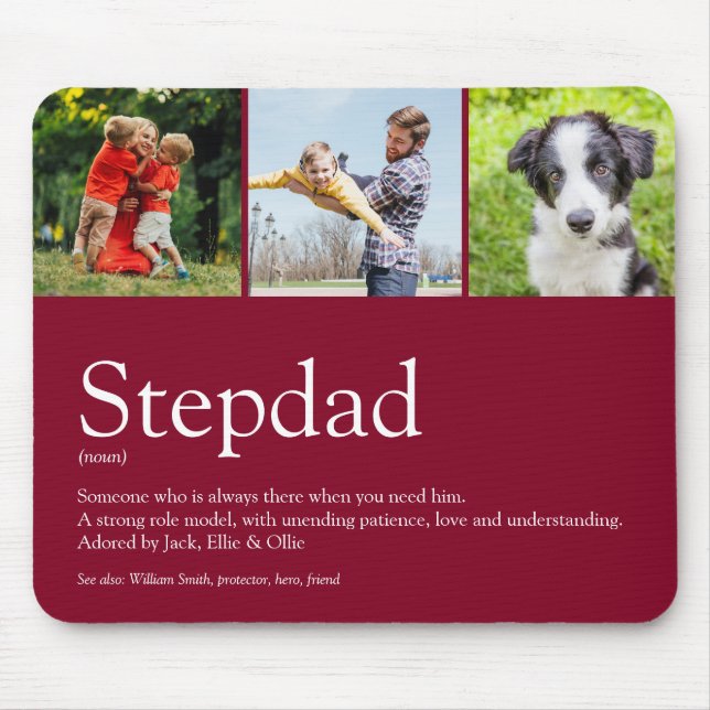 Stepfather Stepdad Definition 3 Photo Burgundy Mouse Mat (Front)
