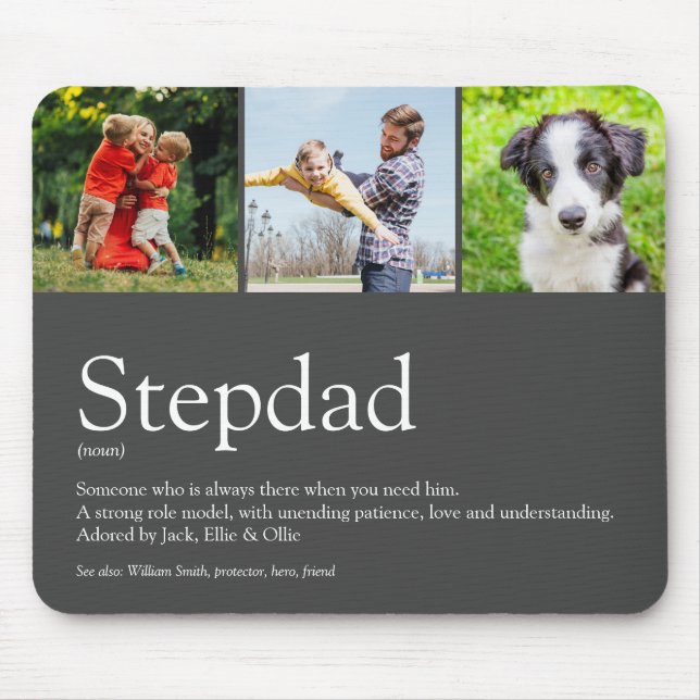 Stepfather Stepdad Definition 3 Photo Fun Grey Mouse Mat (Front)