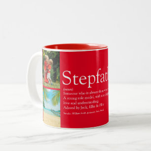 Stepfather Stepdad Definition 4 Photo Red Fun Two-Tone Coffee Mug