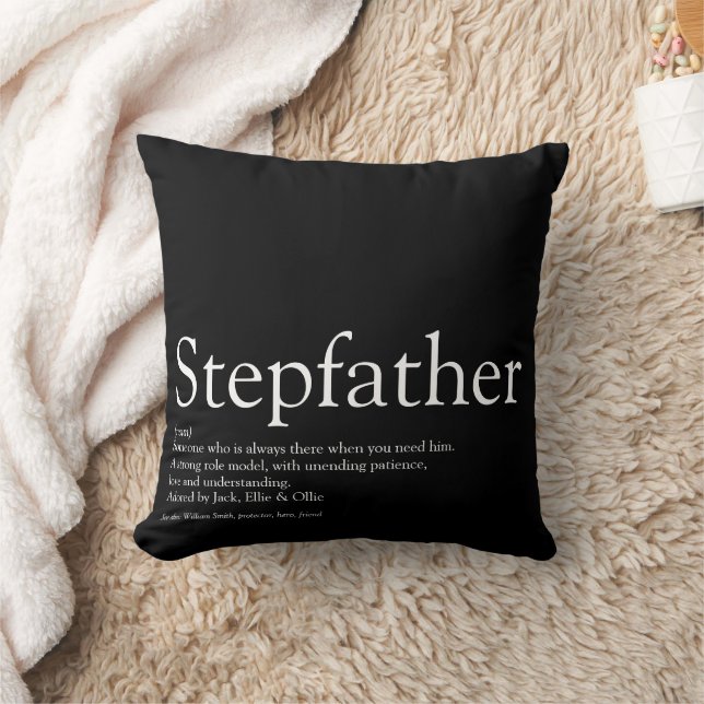 Stepfather, Stepdad Definition Black and White Cushion (Blanket)