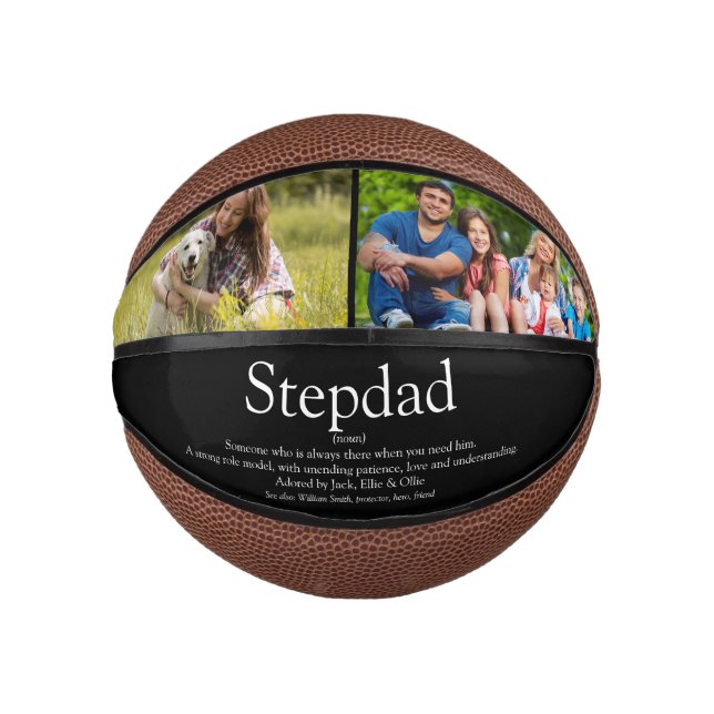 Stepfather Stepdad Definition Fun Photo Black Mini Basketball (Front)