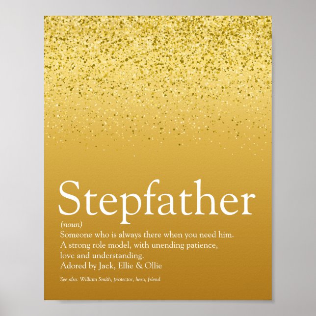 Stepfather, Stepdad Definition Gold Glitter Poster (Front)