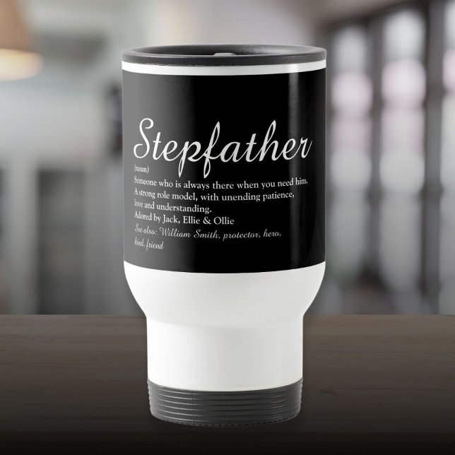 Stepfather Stepdad Definition Modern Script Travel Mug (Stepfather Stepdad Definition Modern Script Travel Mug)