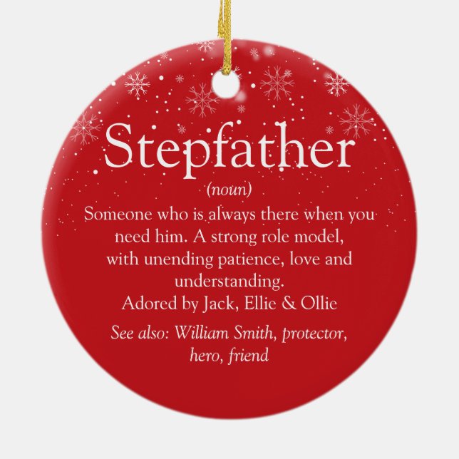 Stepfather Stepdad Definition Photo Christmas Ceramic Tree Decoration (Back)