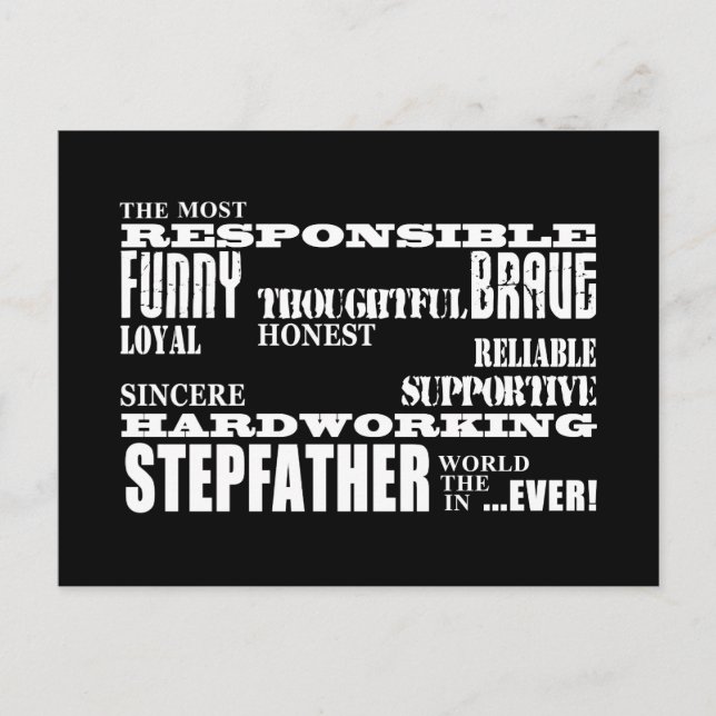 Stepfathers & Stepdads Birthdays Parties Qualities Postcard (Front)