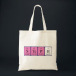 Steph periodic table name tote bag<br><div class="desc">Steph spelled out as S Te P H (Sulphur Tellurium Phosphorus Hydrogen) on a bag for the scientist in you.</div>