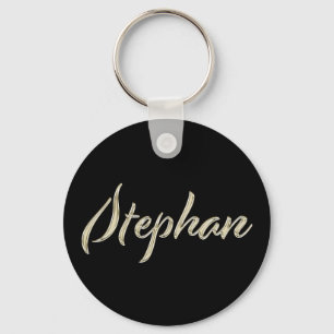 Stephan Name whitegold Button Schlüsselanhänger Key Ring