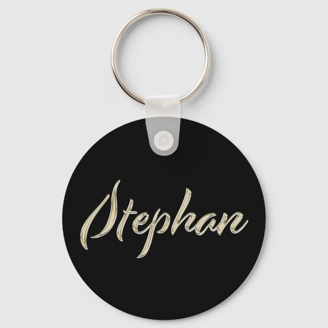 Stephan Name whitegold Button Schlüsselanhänger Key Ring (Front)