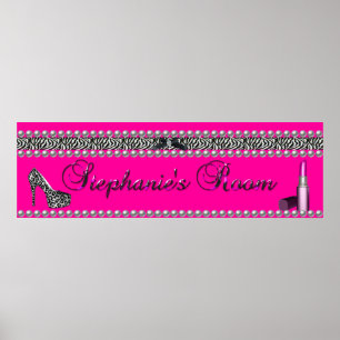 Stephanie Banner Hot Pink Lipstick Zebra Leopard Poster