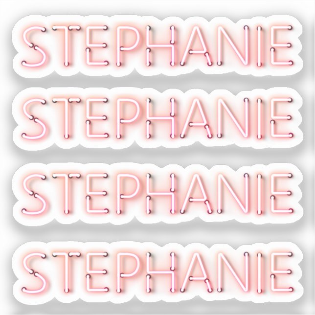 Stephanie name in glowing neon lights classic roun (Front)