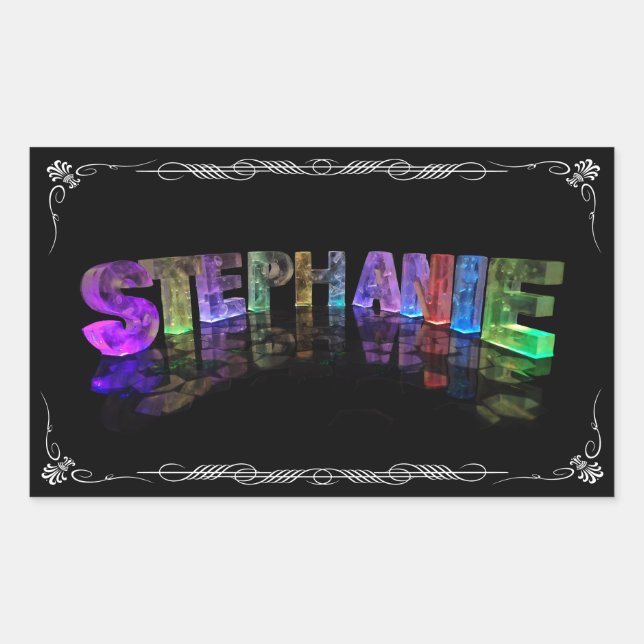 Stephanie  - The Name Stephanie in 3D Lights (Phot Rectangular Sticker (Front)