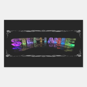 Stephanie  - The Name Stephanie in 3D Lights (Phot Rectangular Sticker