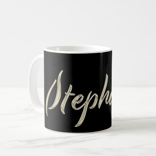 Stephanie white Handwriting Tasse Kaffeetasse Coffee Mug (Front Left)
