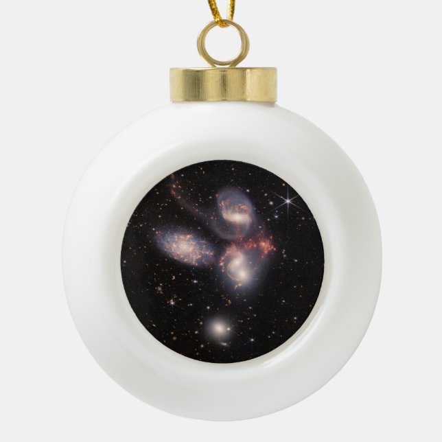 Stephan's Quintet 5 Galaxies Deep Field James Webb Ceramic Ball Christmas Ornament (Front)