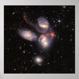 Stephan's Quintet 5 Galaxies in Deep Field   Poster