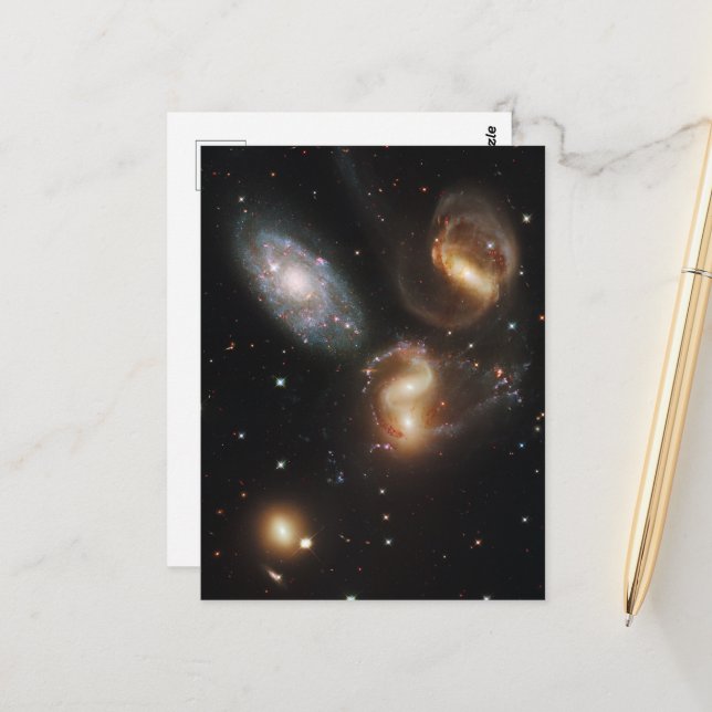 Stephan's Quintet: A Galaxy Galactic Wreckage Postcard (Front/Back In Situ)