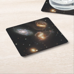 Stephan's Quintet: A Galaxy Galactic Wreckage Square Paper Coaster