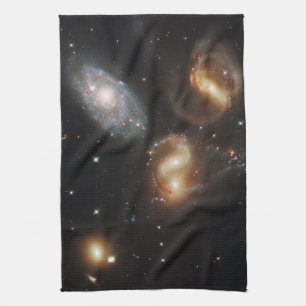 Stephan's Quintet: A Galaxy Galactic Wreckage Tea Towel