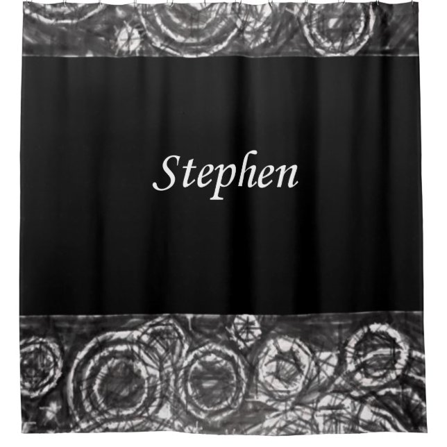 Stephen black white showercurtain shower curtain (Front)