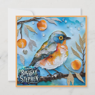 STEPHEN ~ Happy Birthday ~ Bird in fruit tree ~