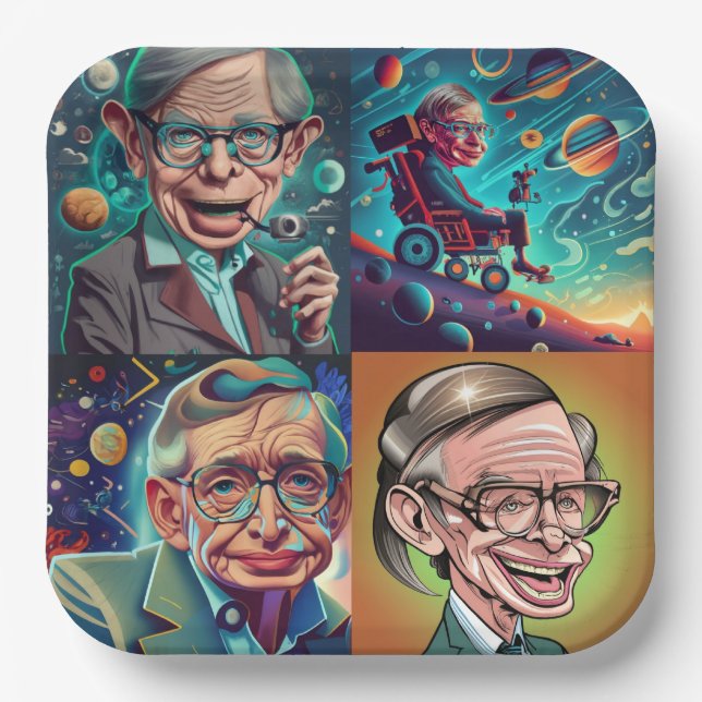 Stephen Hawking Genius Paper Plate (Front)