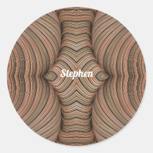 STEPHEN ~ Pretty Shades of Brown Fractal ~  Classic Round Sticker