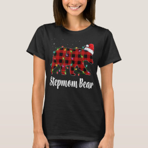 Stepmom Bear Buffalo Red Plaid Matching Family Chr T-Shirt