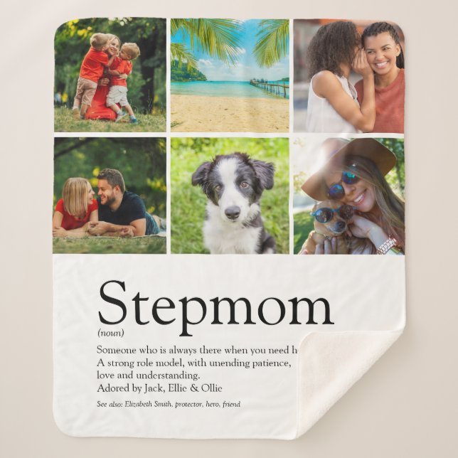 Stepmom Bonus Mum Definition 6 Photo Collage Sherpa Blanket (Front)