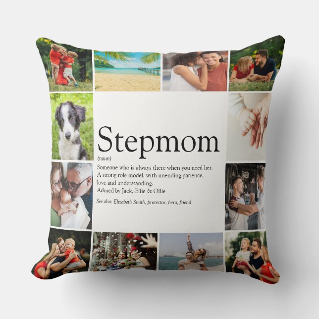 Stepmom Bonus Mum Definition Photo Collage Large Cushion (Front)