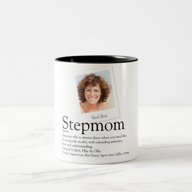 Stepmom Bonus Mum Definition Photo Two-Tone Coffee Mug (Center)