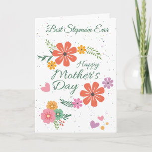 Stepmom Flowers And Hearts For Mothers Day Card