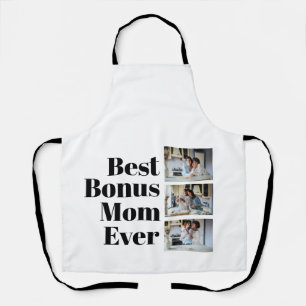 Stepmom gift Best Bonus Mum 3 Photo Collage Apron