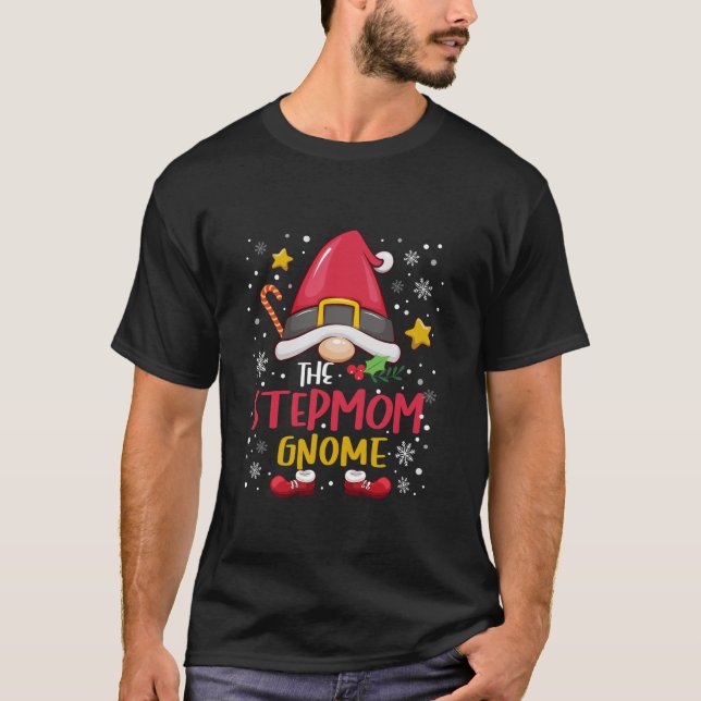 Stepmom Gnome Christmas Santa Claus Xmas Family Pa T-Shirt (Front)