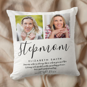 Stepmom Modern Elegant Script Quote Photo Throw Pi Cushion