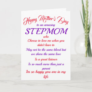 Stepmom Mother's Day White Typography Card