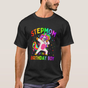 Stepmom of the Birthday Party Boy Dabbing Unicorn T-Shirt