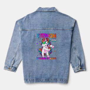 Stepmom of the Birthday Princess Girl Dabbing Unic Denim Jacket