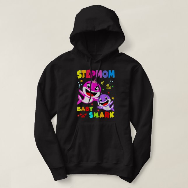 Stepmom Shark Stepmom Shark Family Mother's Day  Hoodie (Design Front)
