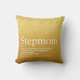 Stepmom Stepmother Definition Gold Glitter Cushion