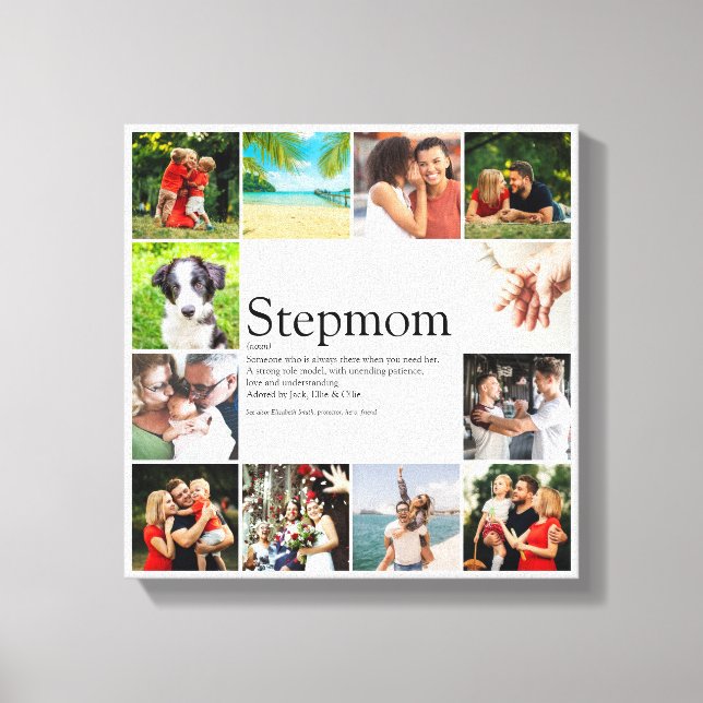 Stepmom Stepmum Bonus Mum Definition Photo Collage Canvas Print (Front)