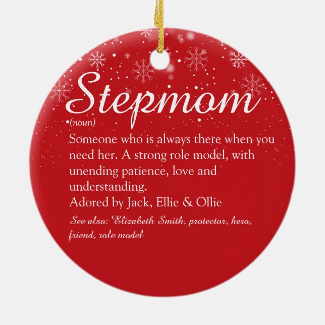 Stepmom Stepmum Definition Photo Christmas Ceramic Tree Decoration (Back)