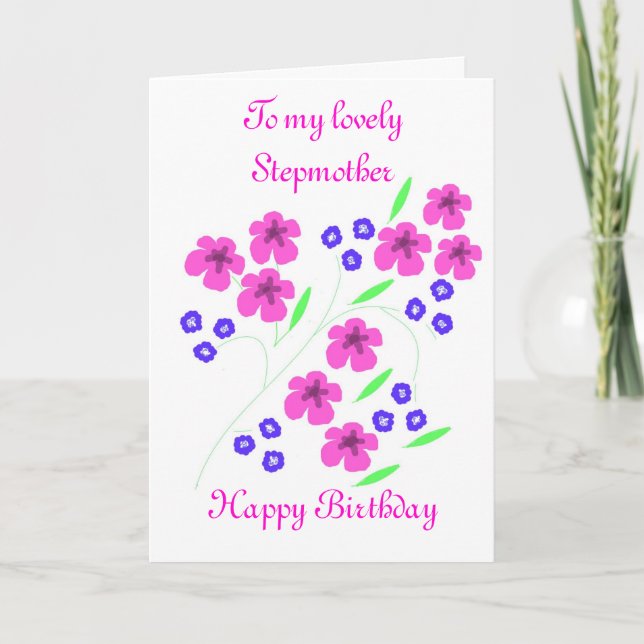 Stepmother Birthday Flower card (Front)